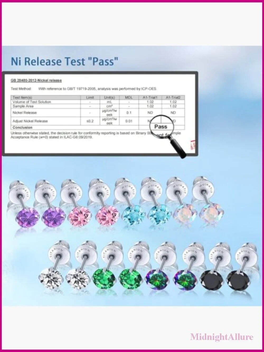 Hypoallergenic Titanium Screw Back Stud Earrings Tragus Helix Cartilage